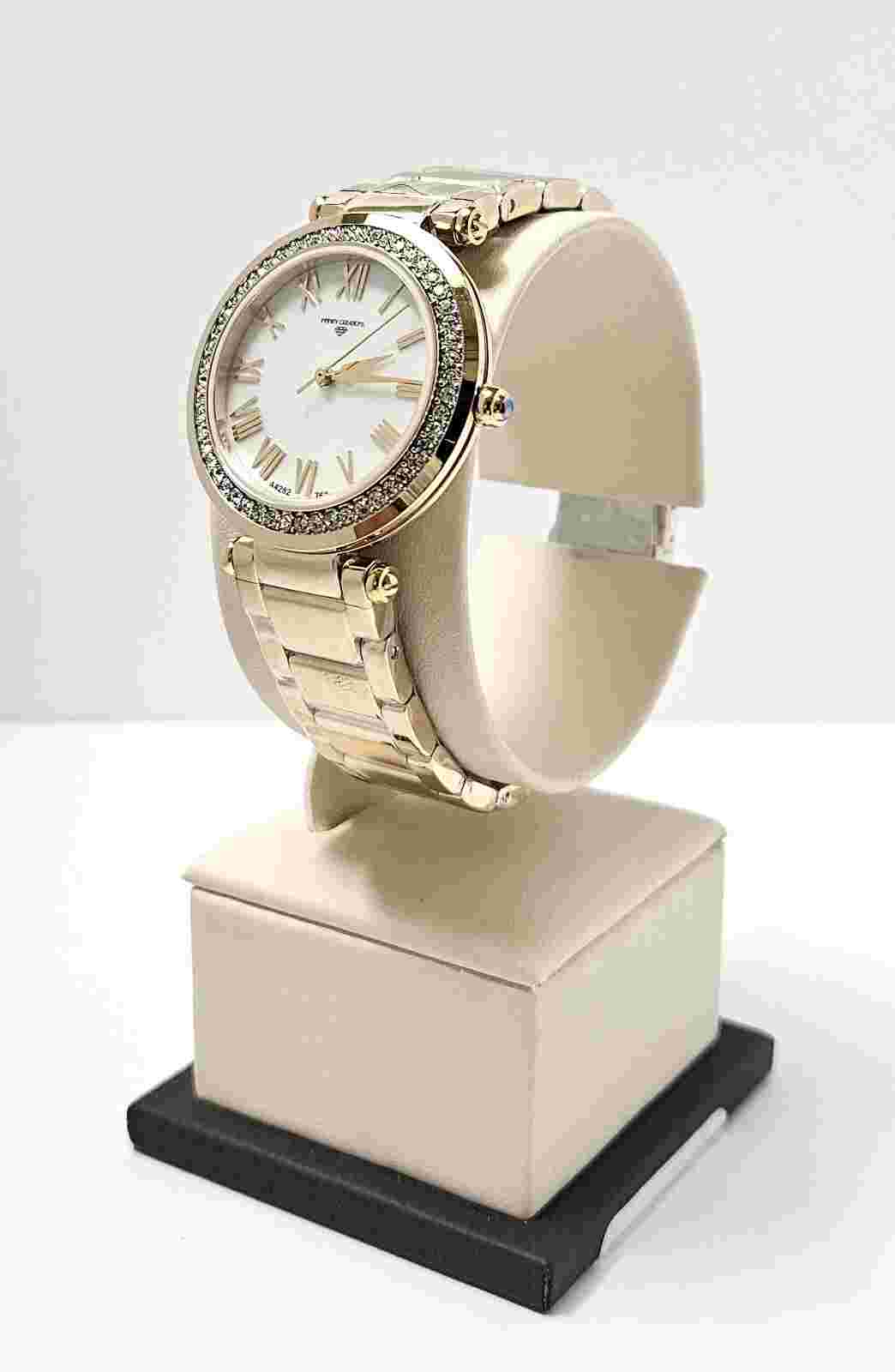 3 ATM Swarovski crystal accents Stainless steel case bracelet Fold over buckle