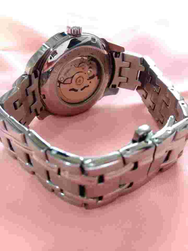 Rhythm Automatic Watch Stainless Steel White Dial Silver Band Used Condition