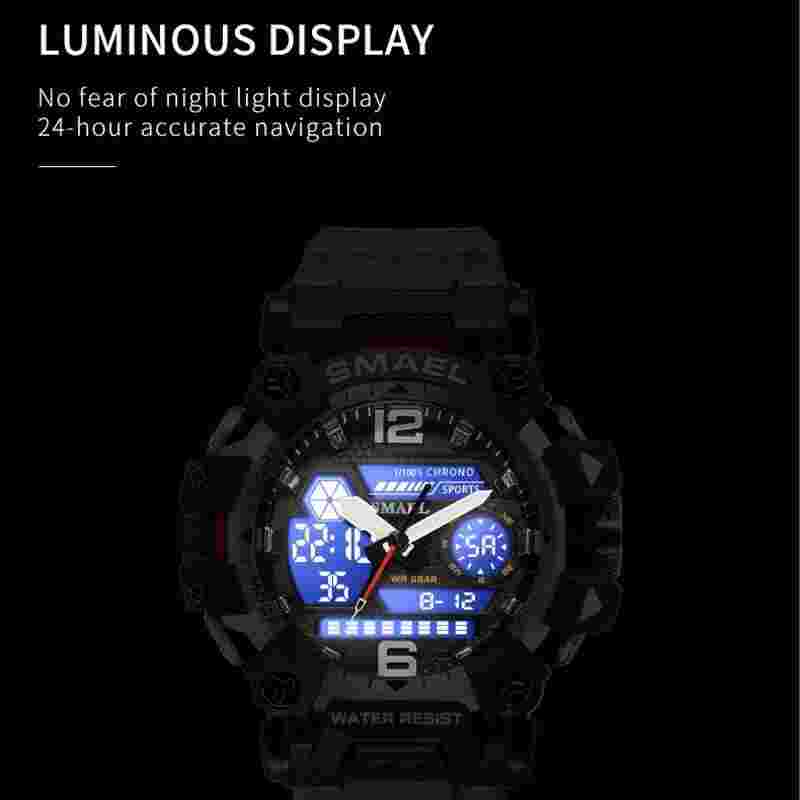 Mens Quartz Led Digital 50m Waterproof Sports Military Watch