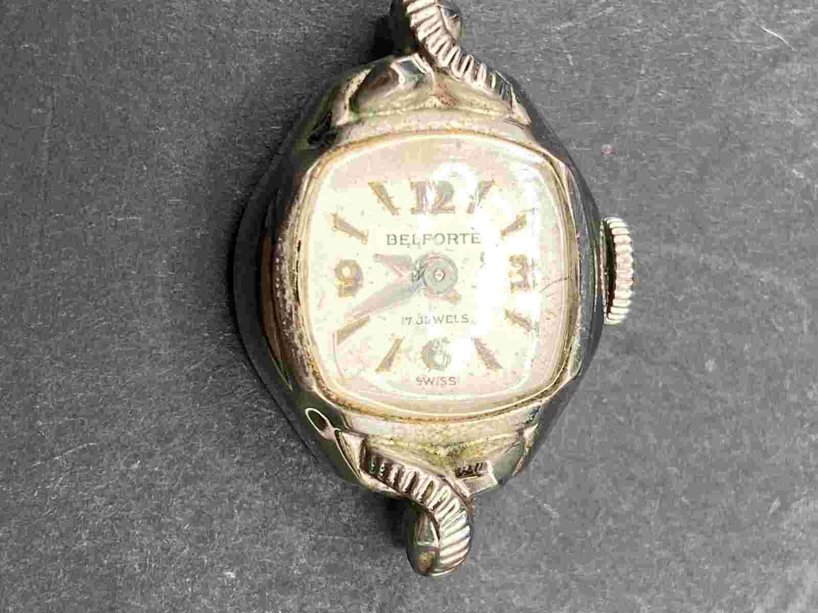 Vintage Belforte  17 Jewels Swiss Made Women's Watch Silver Tone No Band