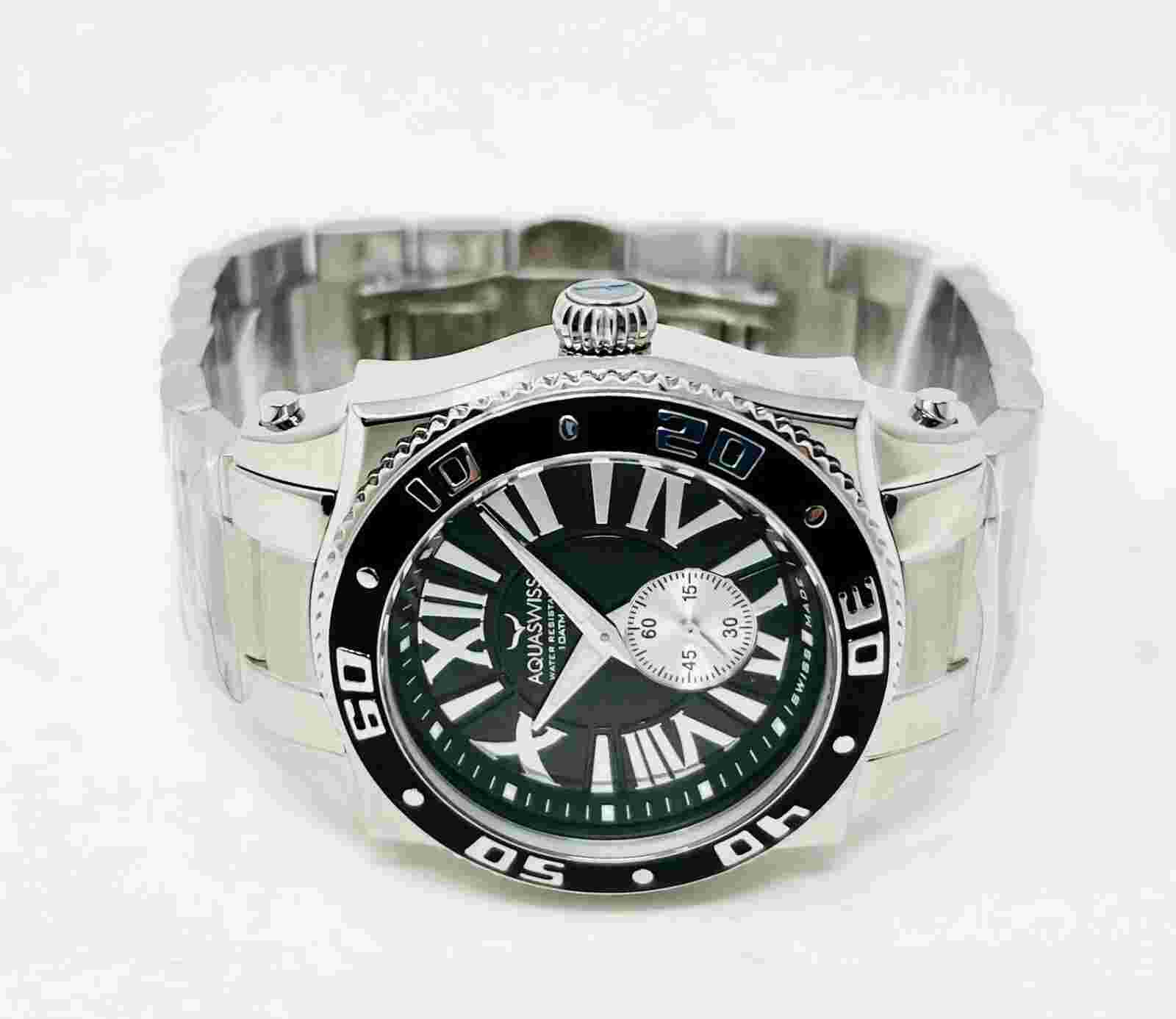 AQUASWISS Swissport G Sporty Black Dial Stainless Steel 46mm Men's Watch