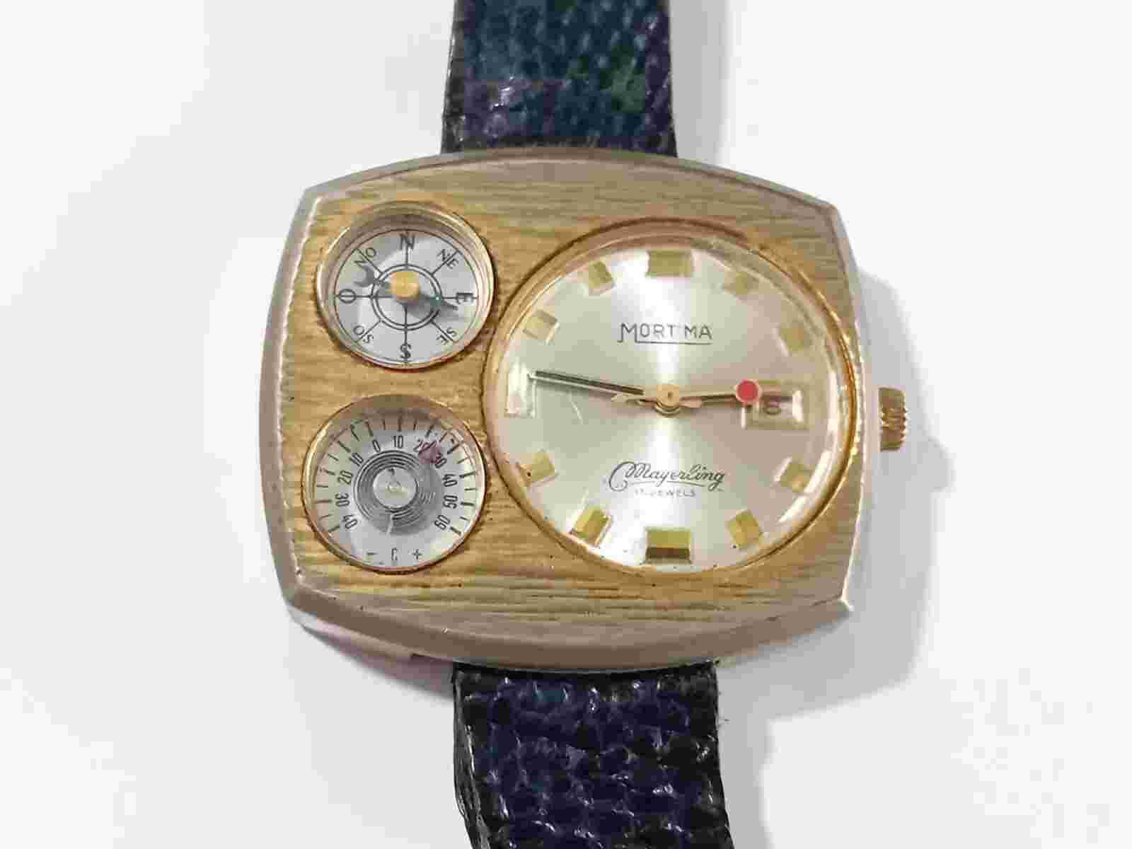 MORTIMA MENS MAYERLING SURVIVAL 46MM COMPASS + THERMOMETER WATCH