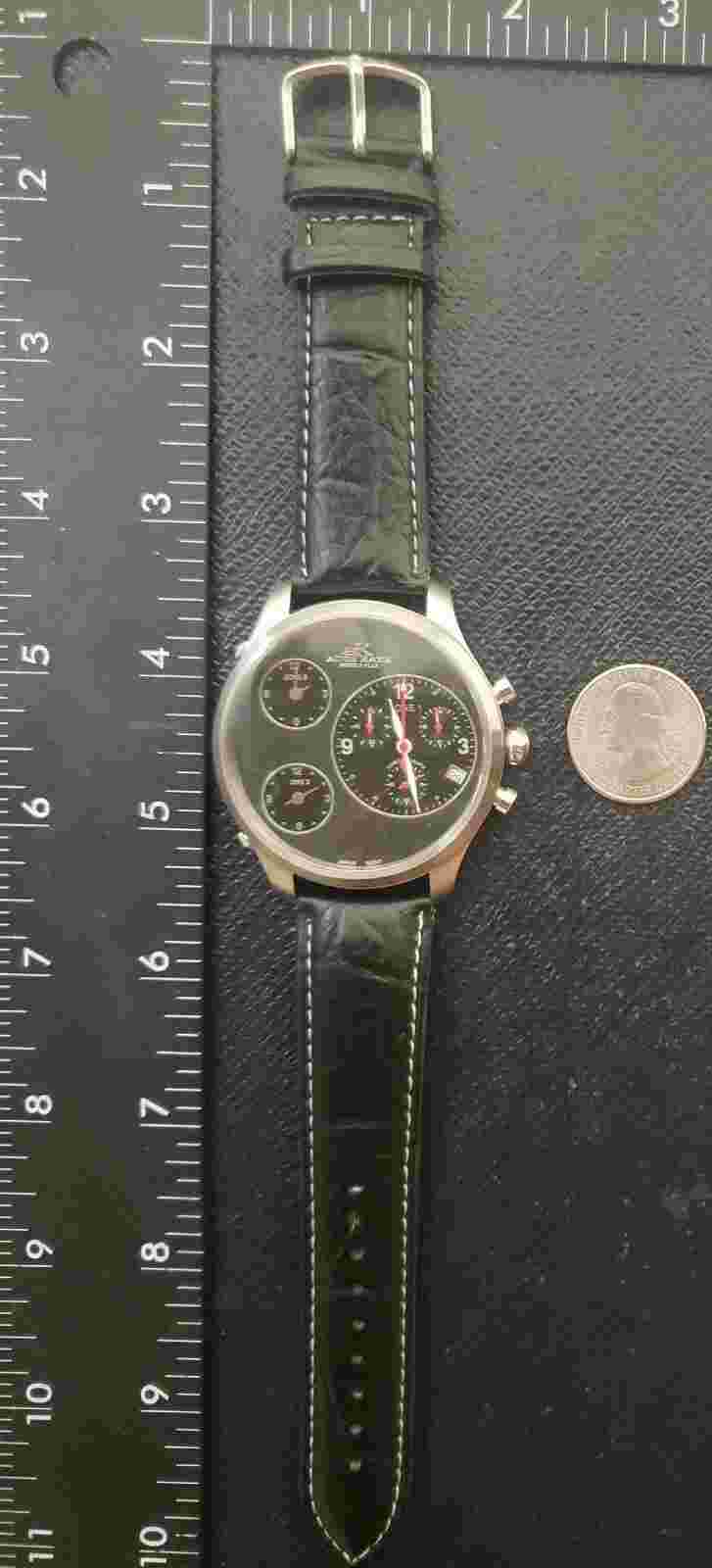 Vintage Adee Kaye Triple Time Zone Chronograph W/ Date,& New Band.