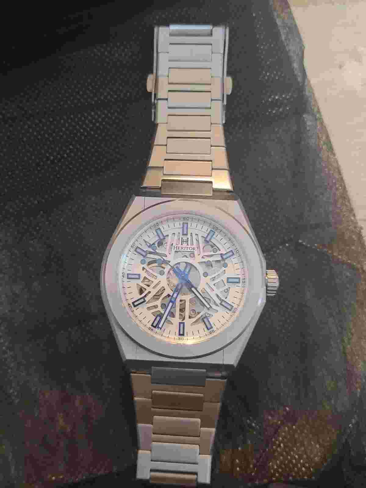 Heritor Automatic Atlas Bracelet Watch - Blue & White - NH70A