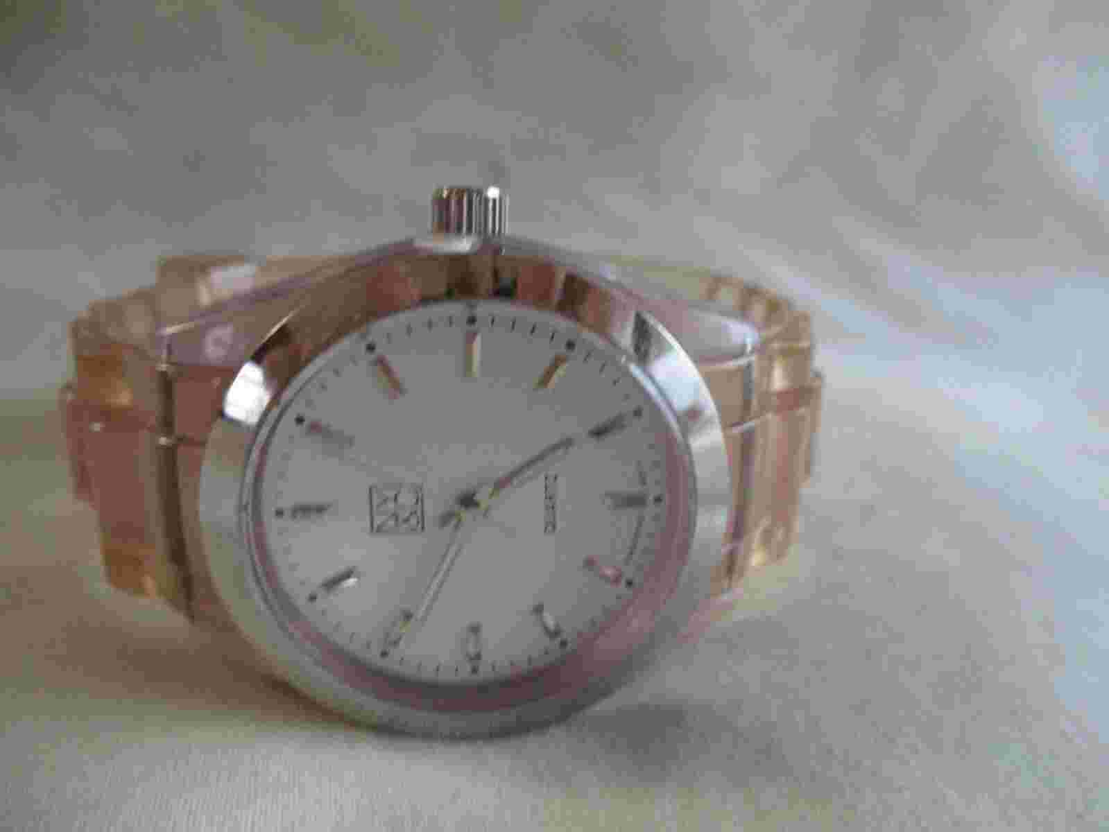 NY&C Wristwatch Pink Buckle Band Round White Face Silver Tone Stylish