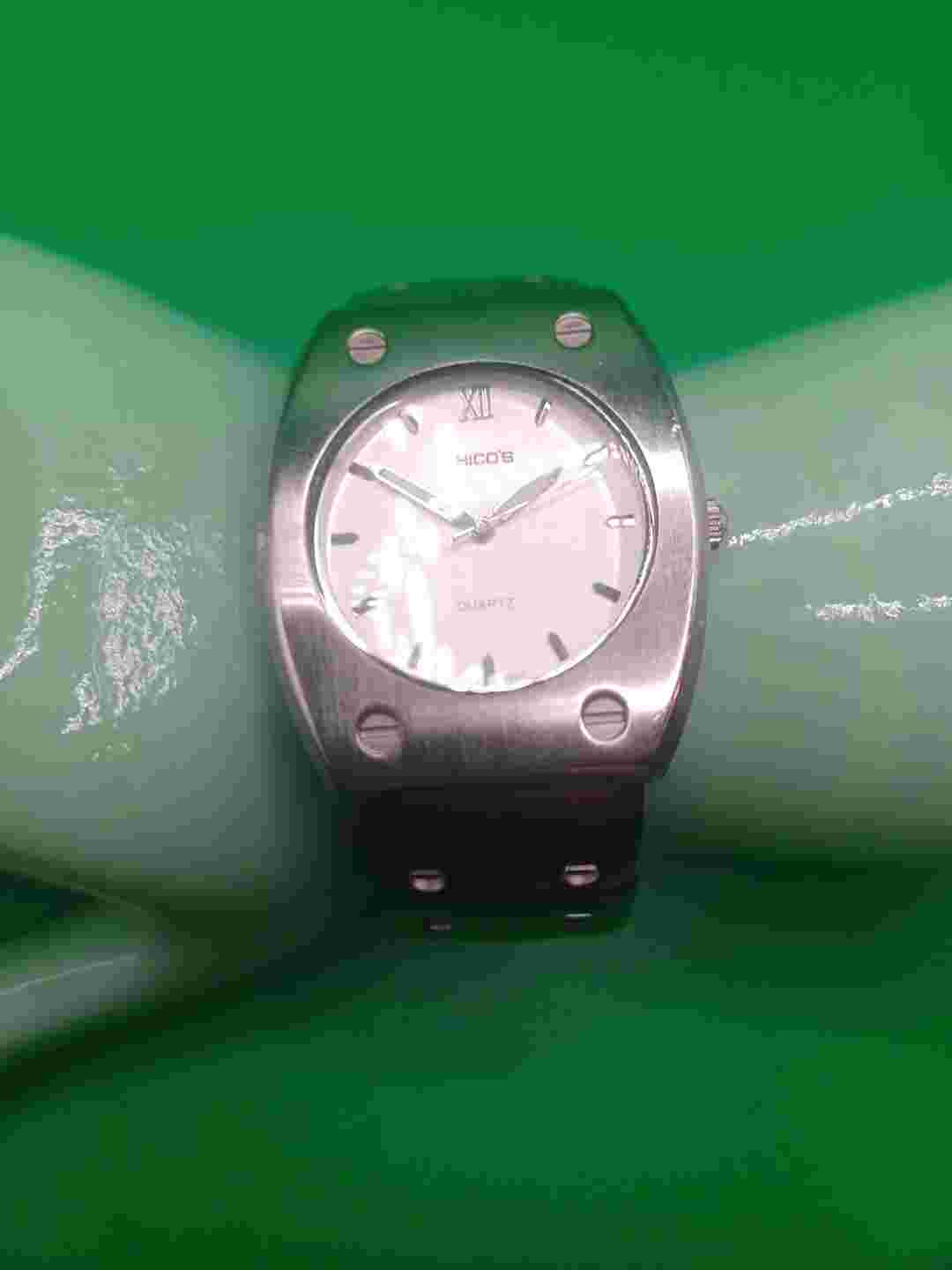 Chicos Large Faced Watch Silver Toned
