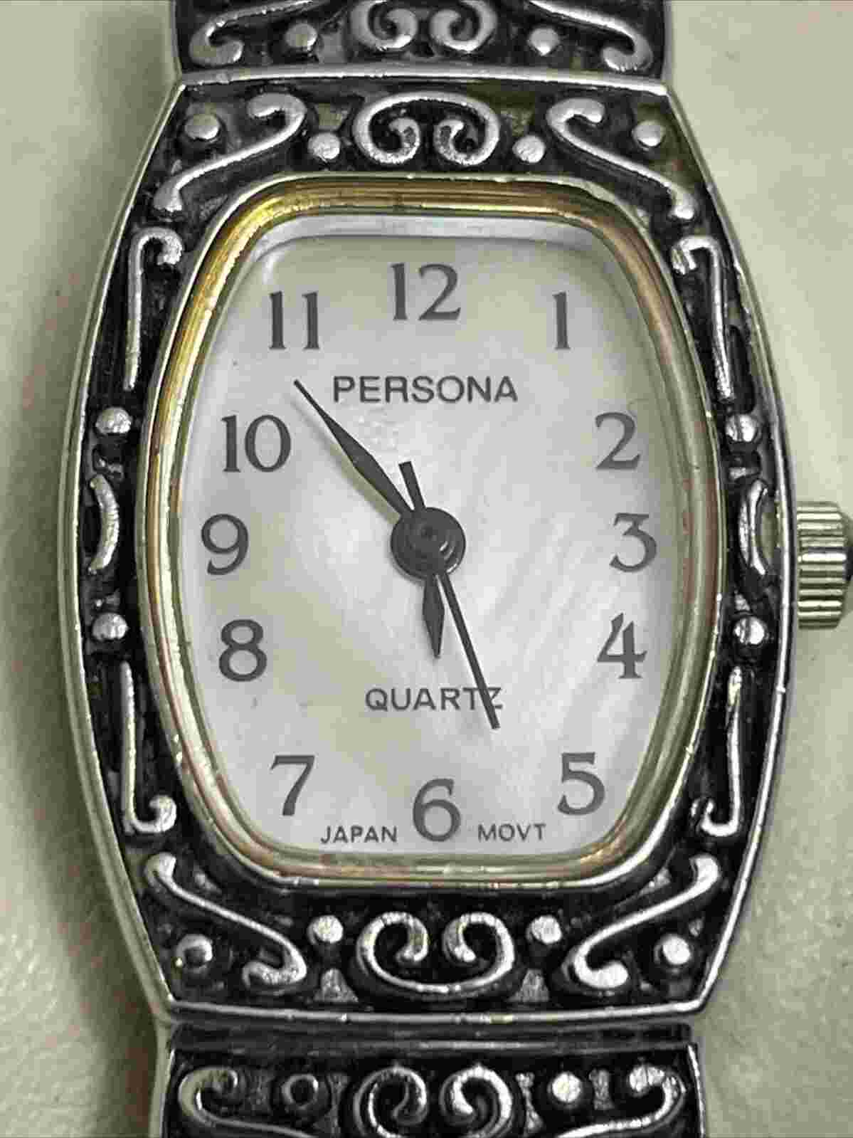 NEW Persona Mother of Pearl Silver Women's Quartz Watch New Battery