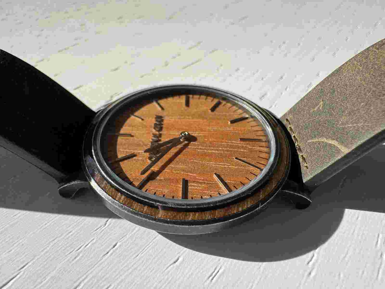 Original Grain Mens Watch 40mm Minimalist Wood Dial Leather Strap