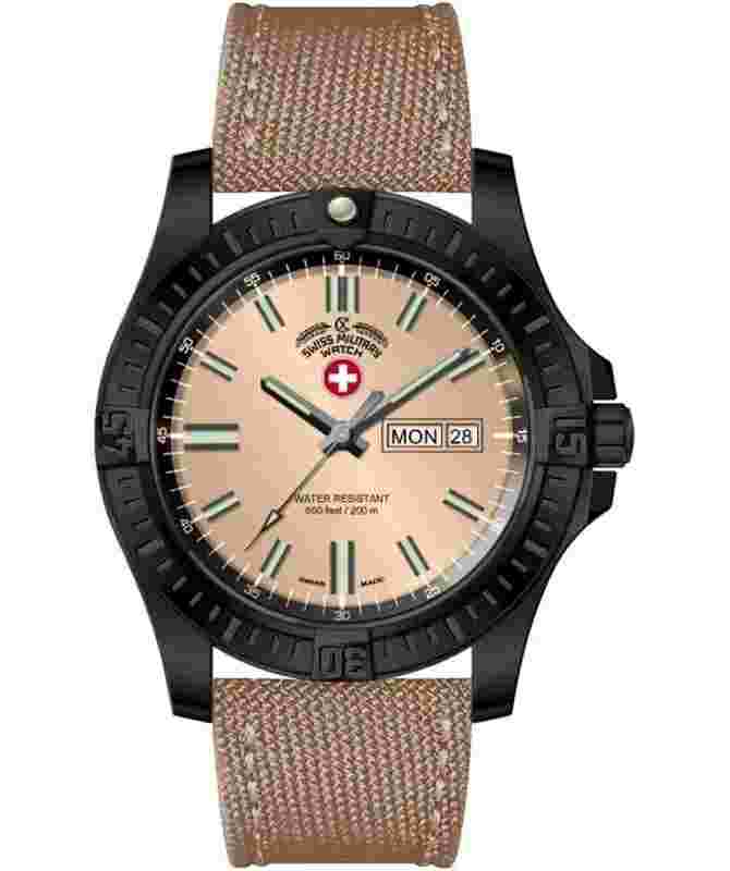 CX Swiss Military DESERT STORM Day/Date watch 42mm Khaki strap Khaki dial 3099