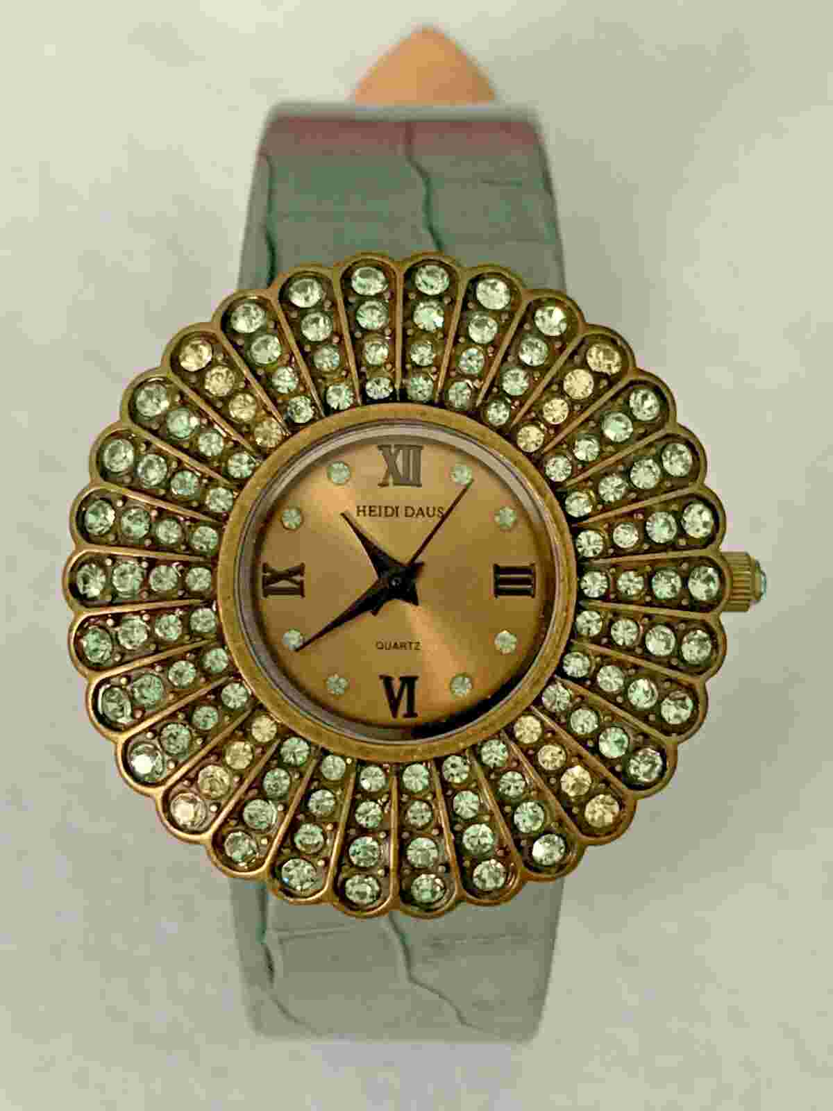 Heidi Daus "Belgium Disc" Leather Strap Watch