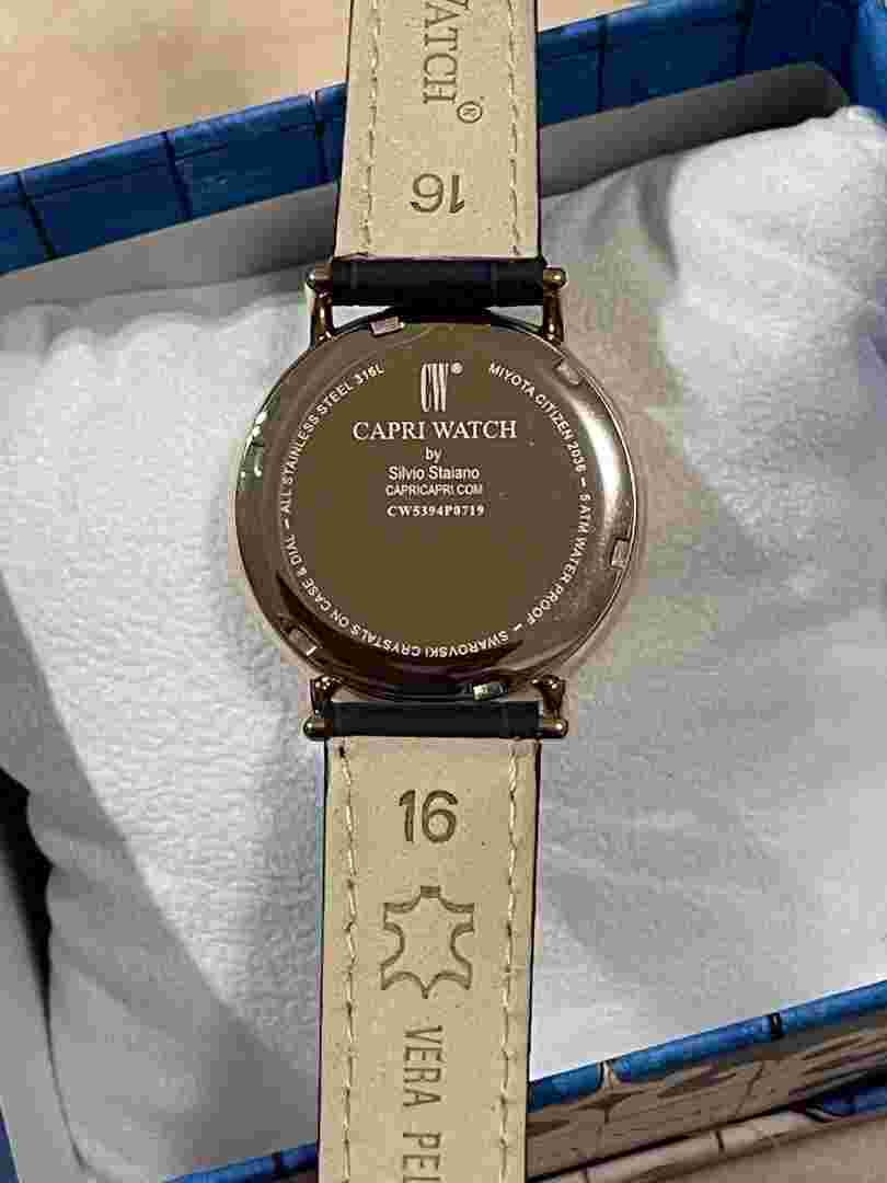 Capri Watch Art. 5385 with warranty, original box, waterproof, Swarovski, navy