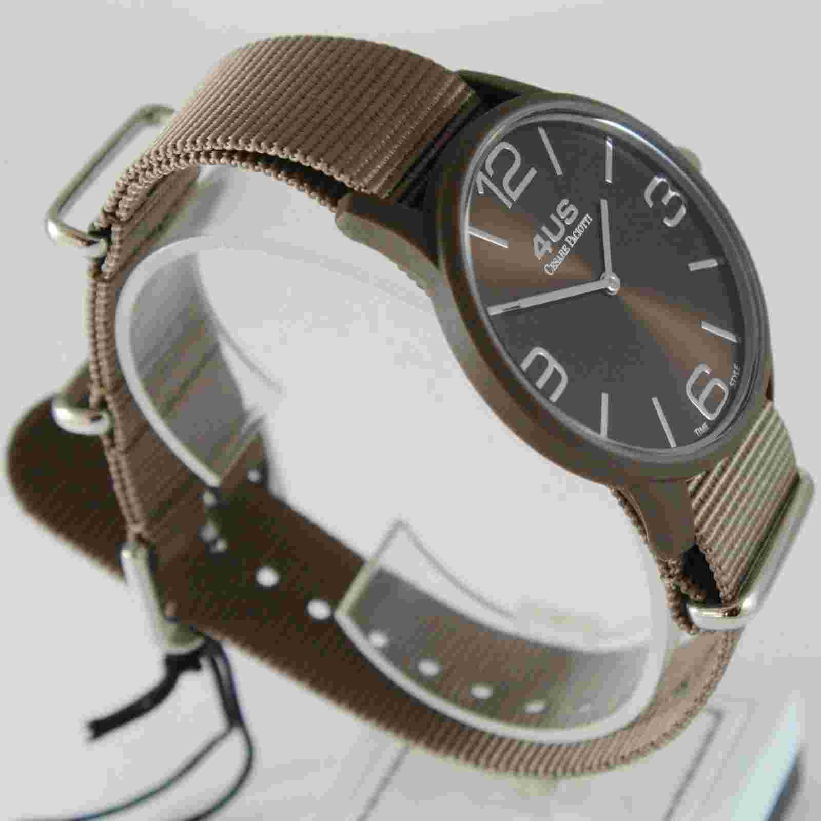 CESARE PACIOTTI 4US WATCH QUARTZ MIYOTA MOVEMENT 40 MM CASE, BROWN FABRIC BAND