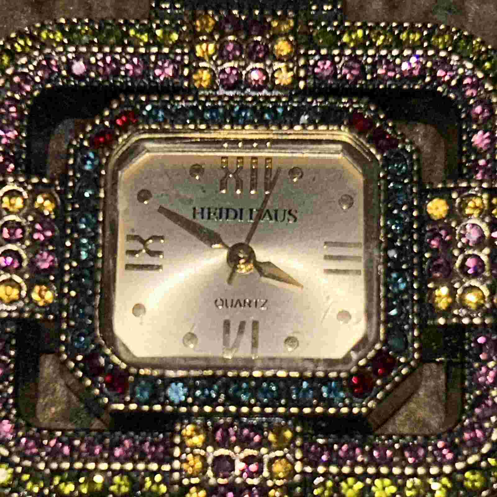 Heidi Daus Art Deco Swarovski Crystal Face Watch - No Strap - May Need Battery