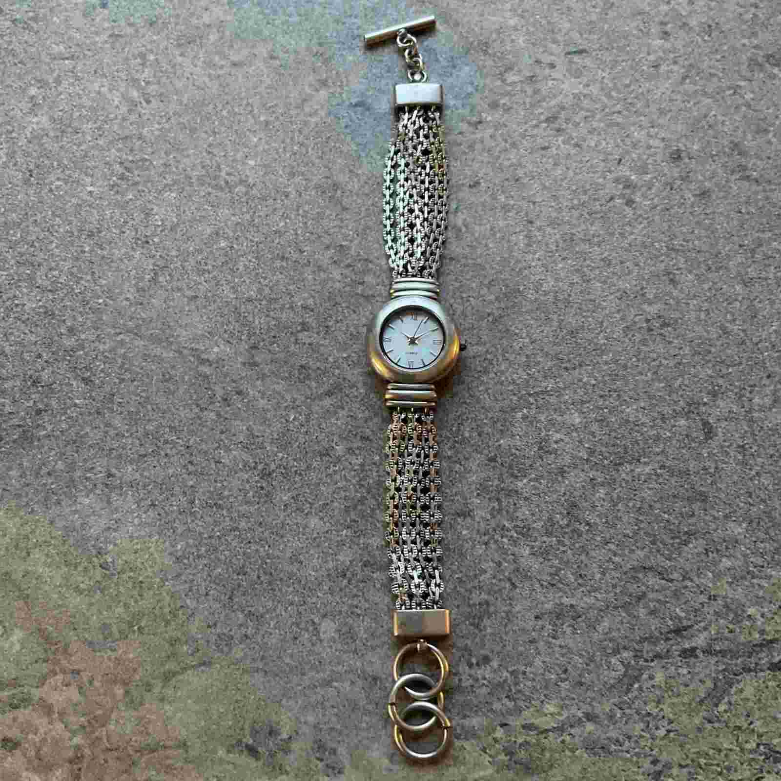 Beautiful J.Jill Womens Watch Silver Tone Case And Bracelet Band W/MOP Dial B-F