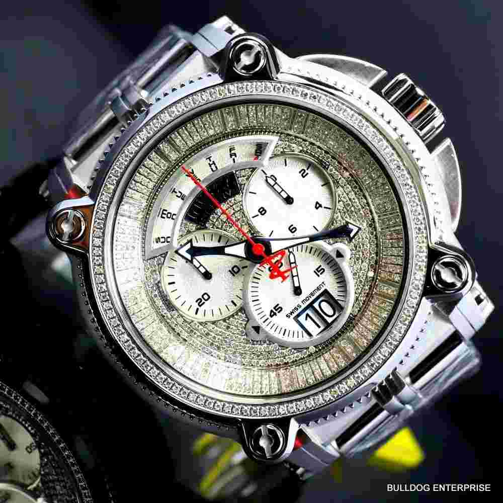 Invicta Reserve Sea Hunter Warrior 2.25 CTW Diamond 56mm Swiss Steel Watch New