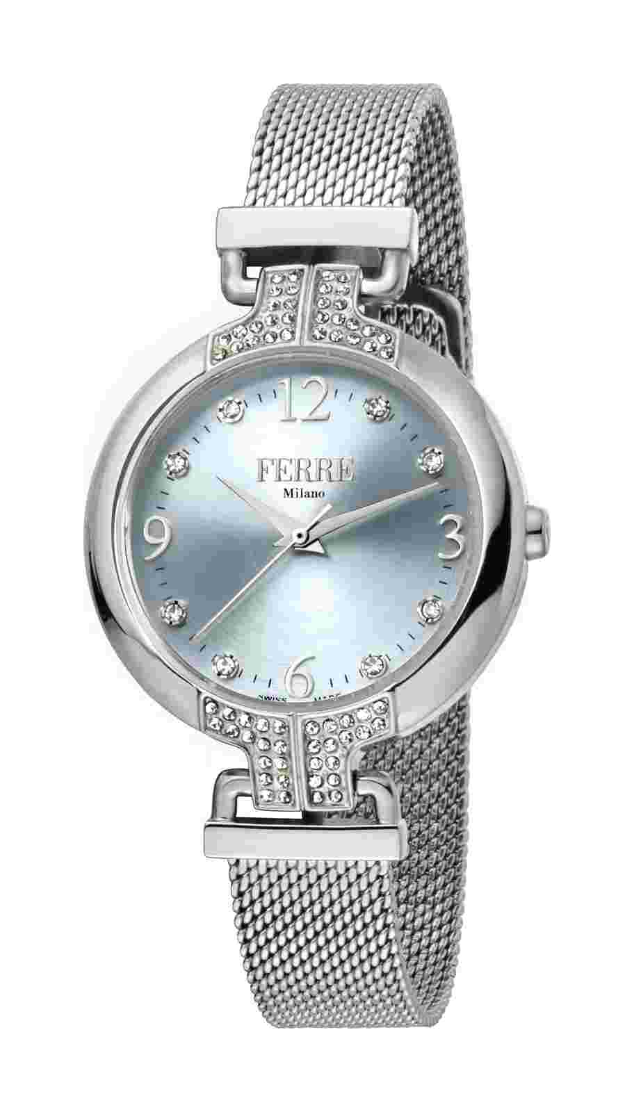 Ferre Milano Women's FM1L115M0051 Silver Dial Steel  IP Mesh Bracelet Watch
