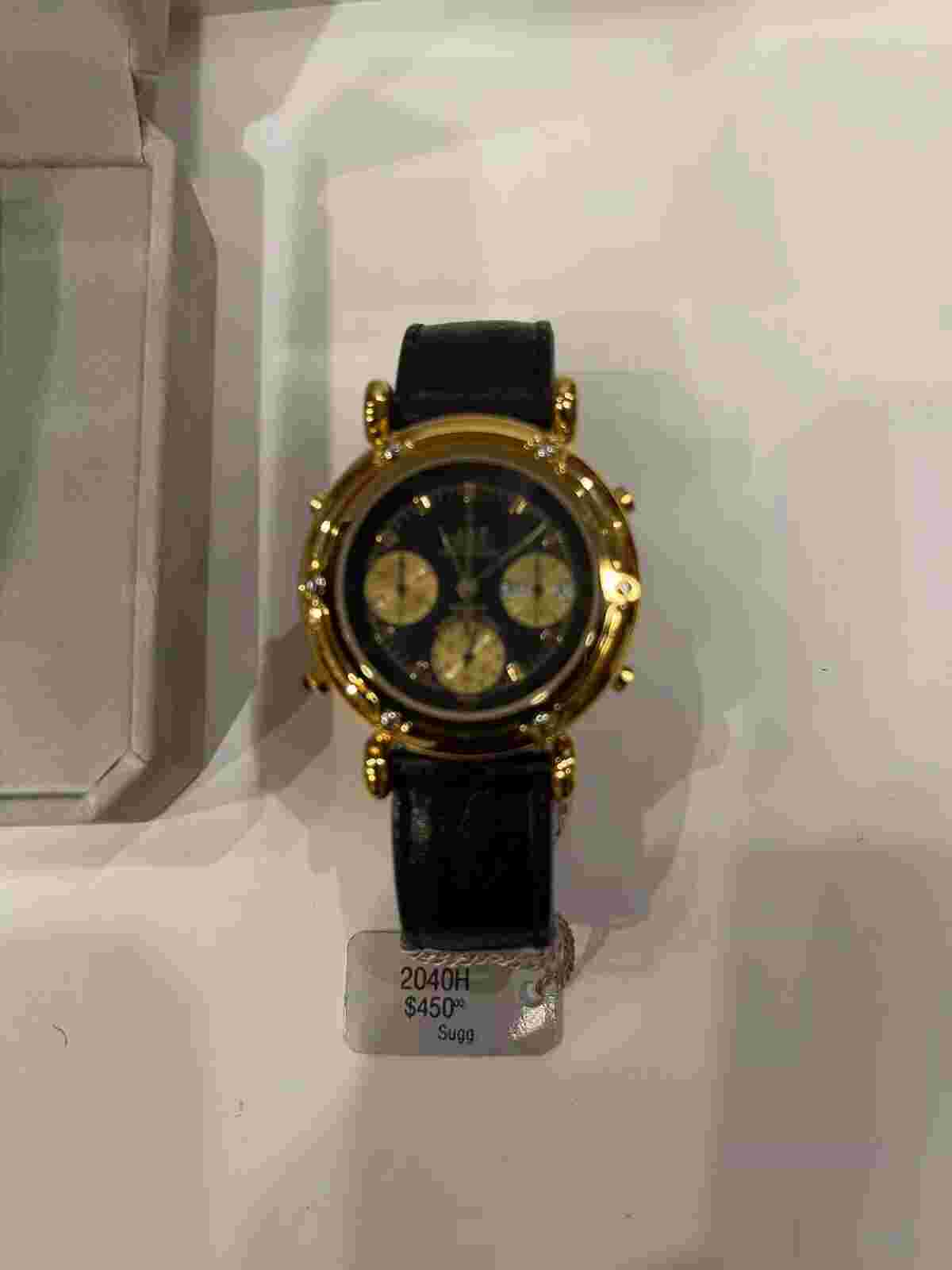 Jaz Paris France Mens Watch Gold Tone Case Analog Black Leather Band Watch