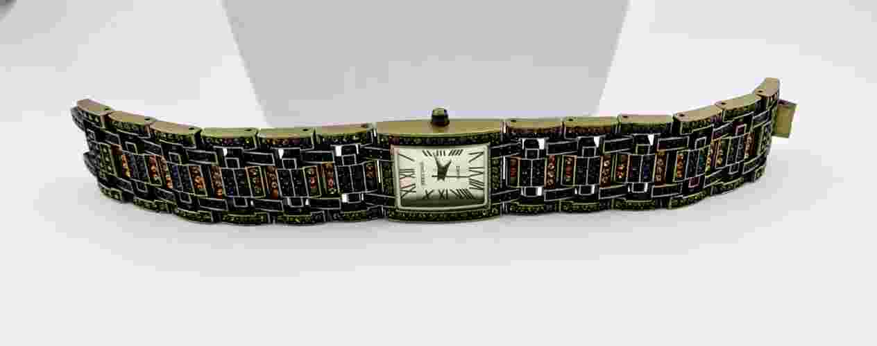 Heidi Daus Crystal Rhinestone Quartz Bracelet Watch New Battery WORKS GREAT