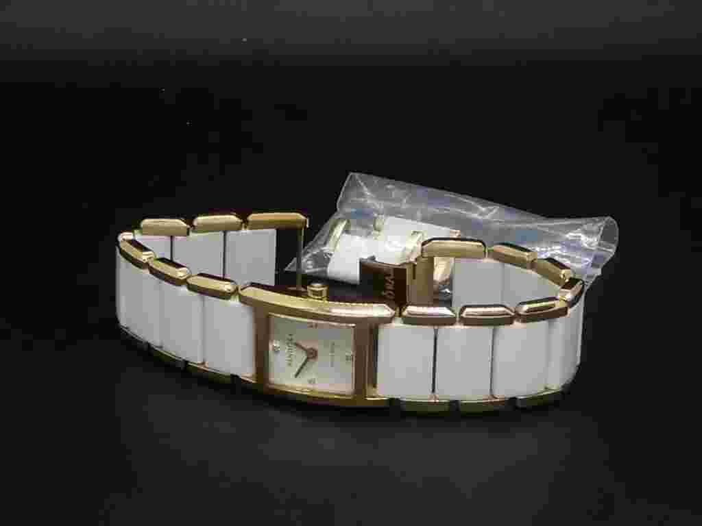 Pandora Facets 812022WH Gold Plated Ladies Swiss Watch Ceramic Band With Diamond