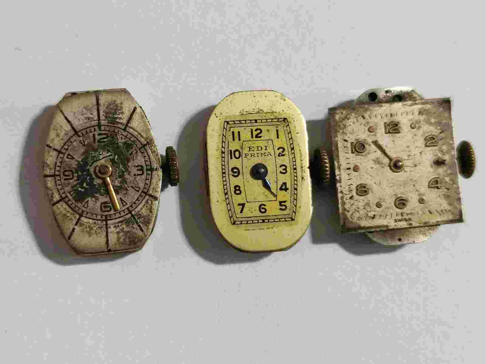 VINTAGE lot swiss made WWII trench watch military W 950 CRONOMETRE EDI PRIMA 3p.