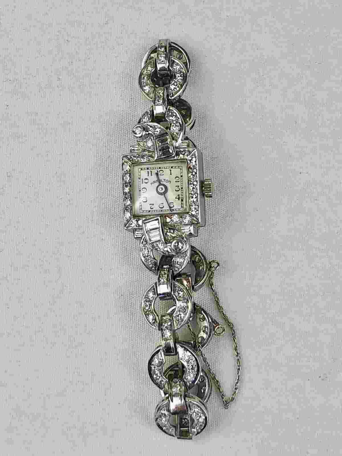 Vintage Platinum and Diamond Hamilton Watch