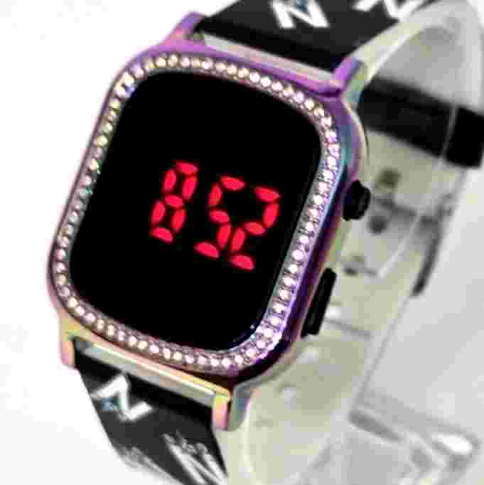 Justice Girls Unicorn Alphabet Letter N Initial LED Watch Silicone Band RED LEDs