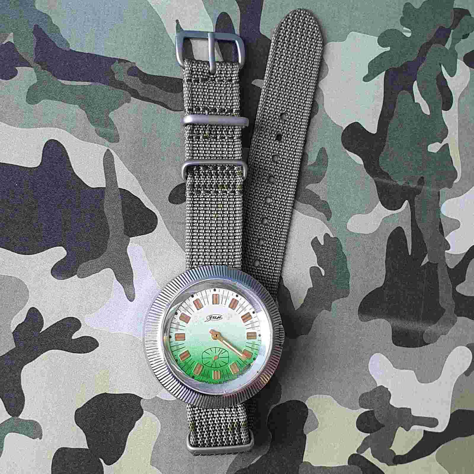 Rare Vintage Soviet Wristwatch "ZIM" USSR with Green Dial + Original NATO Strap