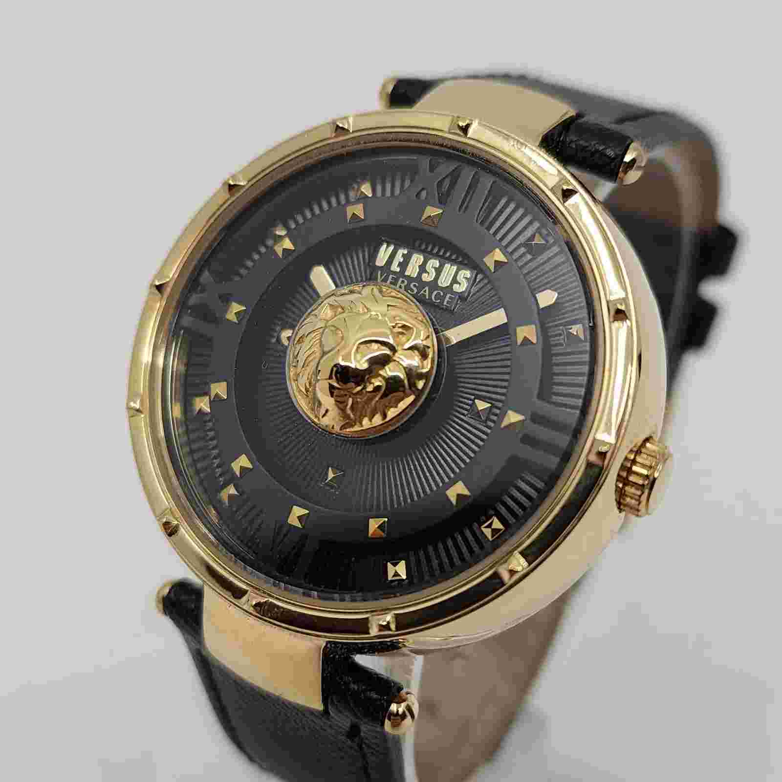 VERSUS VERSACE MOSCOVA VSPHH2121 IP GOLD BLACK ENAMEL DIAL LADIES WATCH 38MM