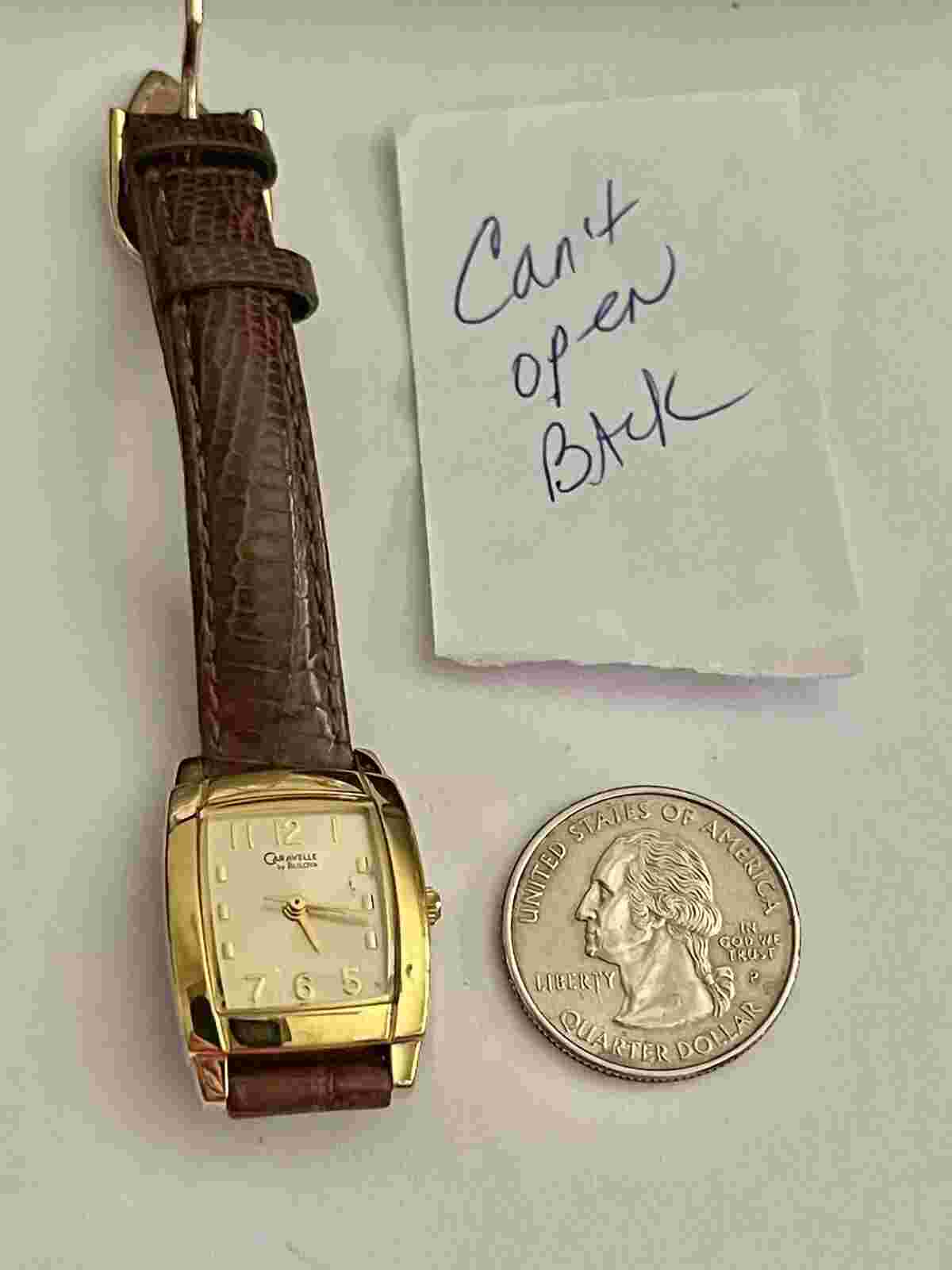 Vintage CARAVELLE by Bulova Watch Goldtone - Might Work -Can’t Open Back ~ AS IS