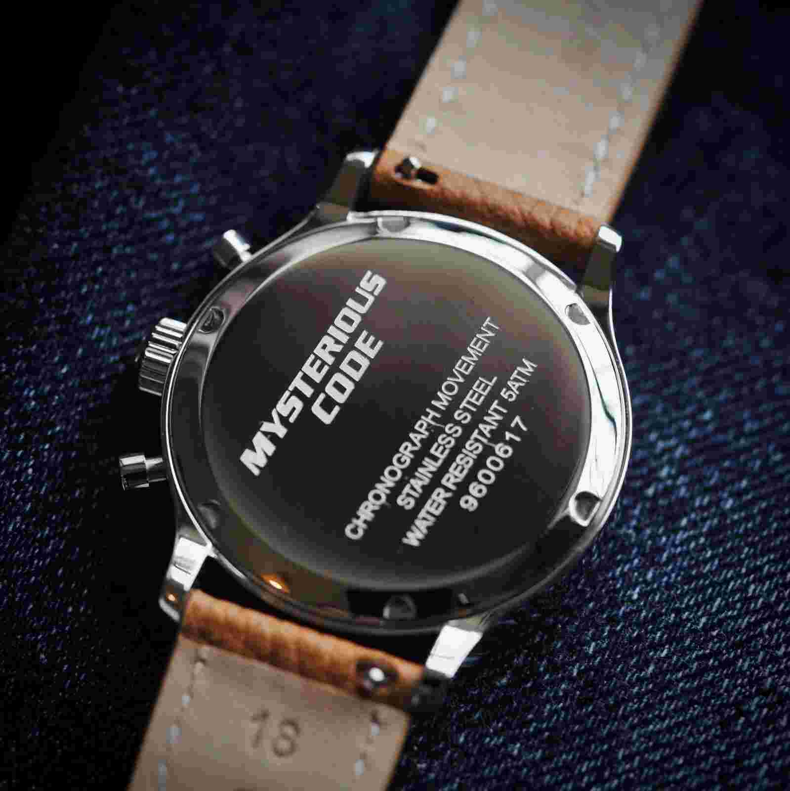 Mysterious Code Men Chronograph Watch Panda Quartz Wristwatch VK64 Triple Window