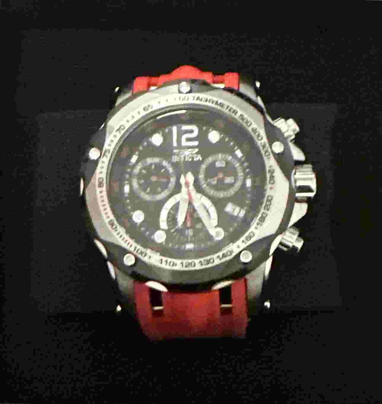 Invicta Speedway 33934 Turbo Cruise Swiss Red Silicone Band Black Dial Men Watch