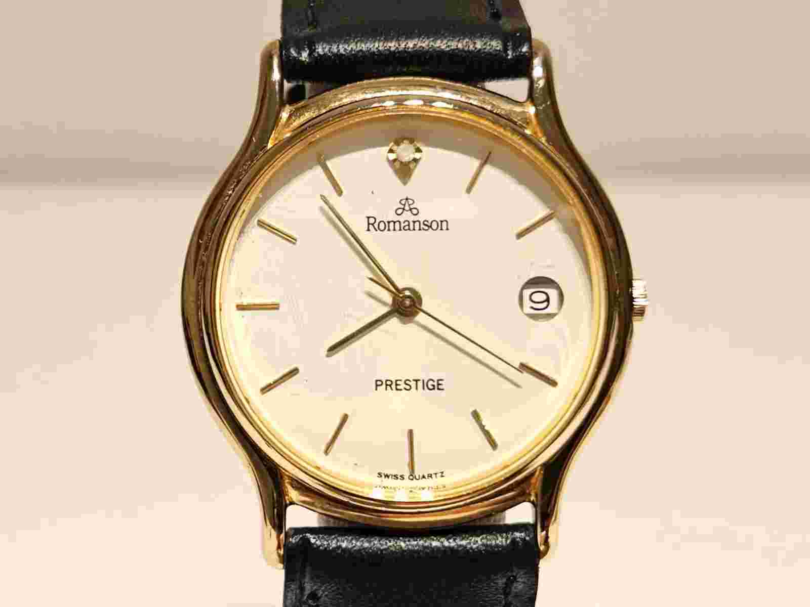 RETRO LUXURY 24K GOLD PLATED MEN'S LADIES SWISS QUARTZ WATCH "ROMANSON" PRESTIGE