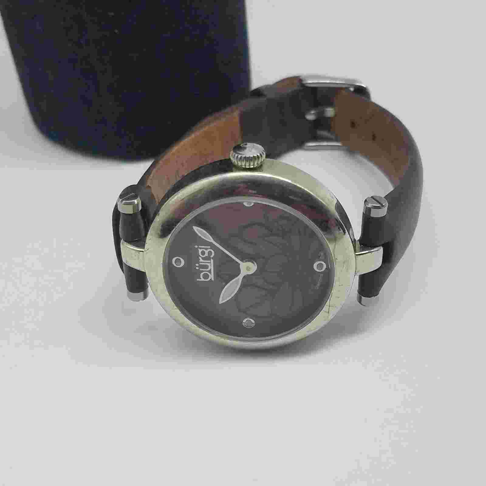 Burgi BUR128BR 32mm 3ATM WR Diamond Marker Flower Dial Watch 26g