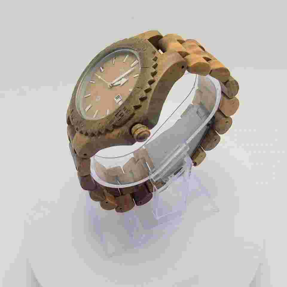 Bewell Men's Watch Olive Green Wood 47MM Case Japan MOVT Date Indicater 30M WR