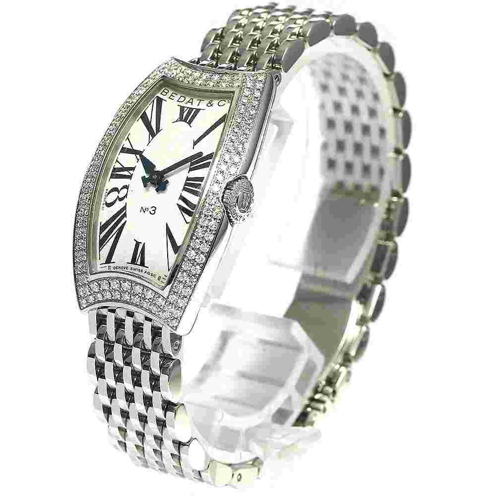 BEDAT&Co NO.3 384 Diamond Bezel Silver Dial Quartz Ladies Watch_761216