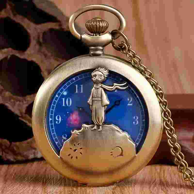 The Little Prince Planet Blue Bronze Vintage Quartz Pocket Watch Popular Fashion