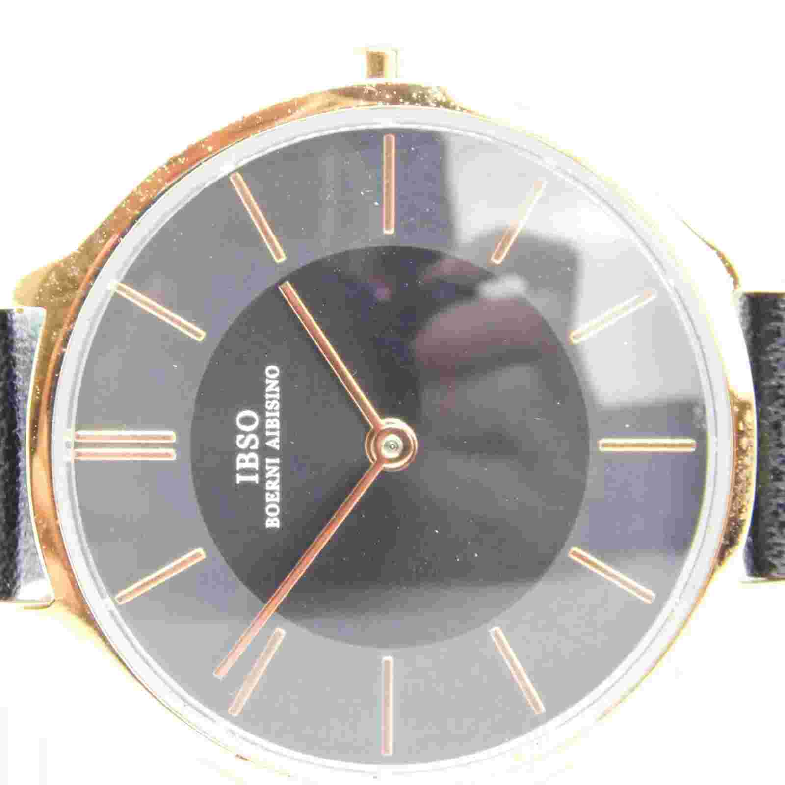 IBSO Boeni S6608L Women's Black Leather Analog Dial Quartz Genuine Watch Bw130