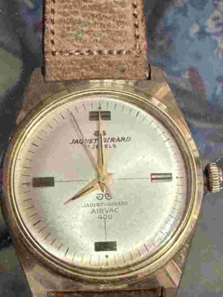 Mens Swiss Jacquet Girard Perfex Automatic 17 Jewels  Air Vac 400 Runs Great