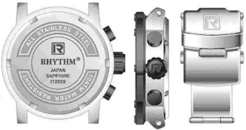 Rhythm Super Model 203R Gold & White Chronograph Watch - I1203R04