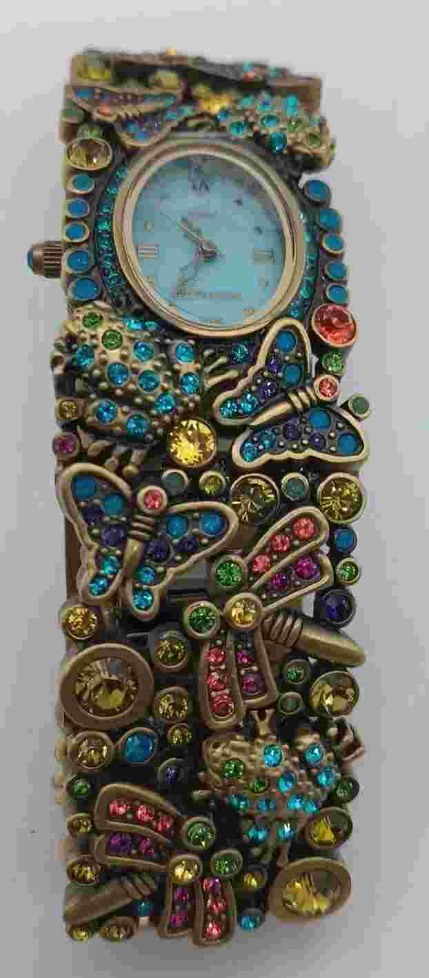 HEIDI DAUS "Spring Bling" Crystal Hinged Watch Never Worn