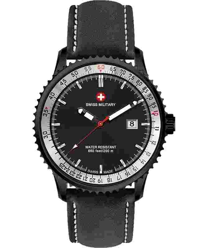 CX Swiss Military Lightning Nero Rawhide Swiss Watch 44mm 20ATM Blk Dial 3121