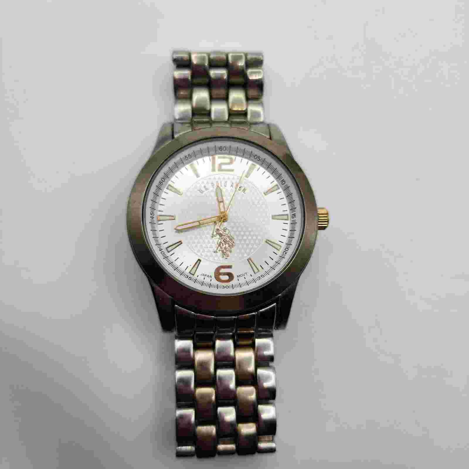 U.S. Polo Assn. USC2061 Silver Tone Quartz Analog Men's Watch Sz. 7 1/2"