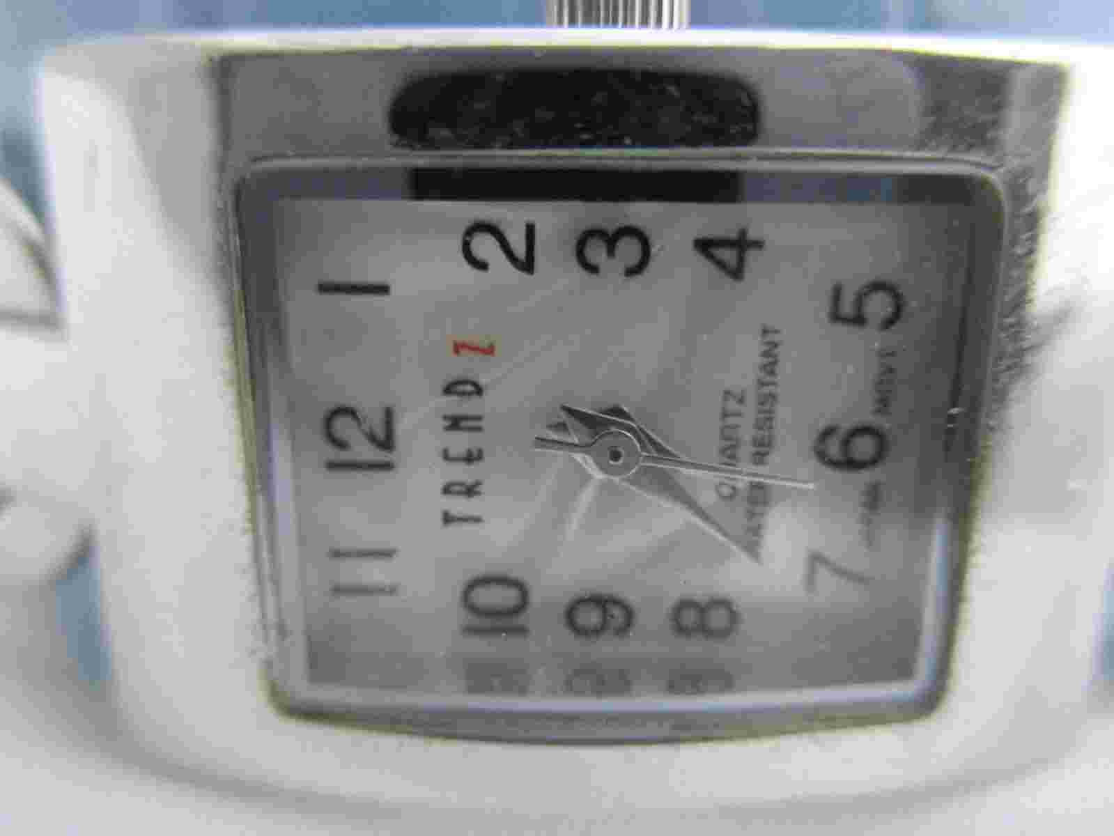 Trendz Analog Wristwatch Blue Cuff Band Stylish Silver Tone Rectangular Face
