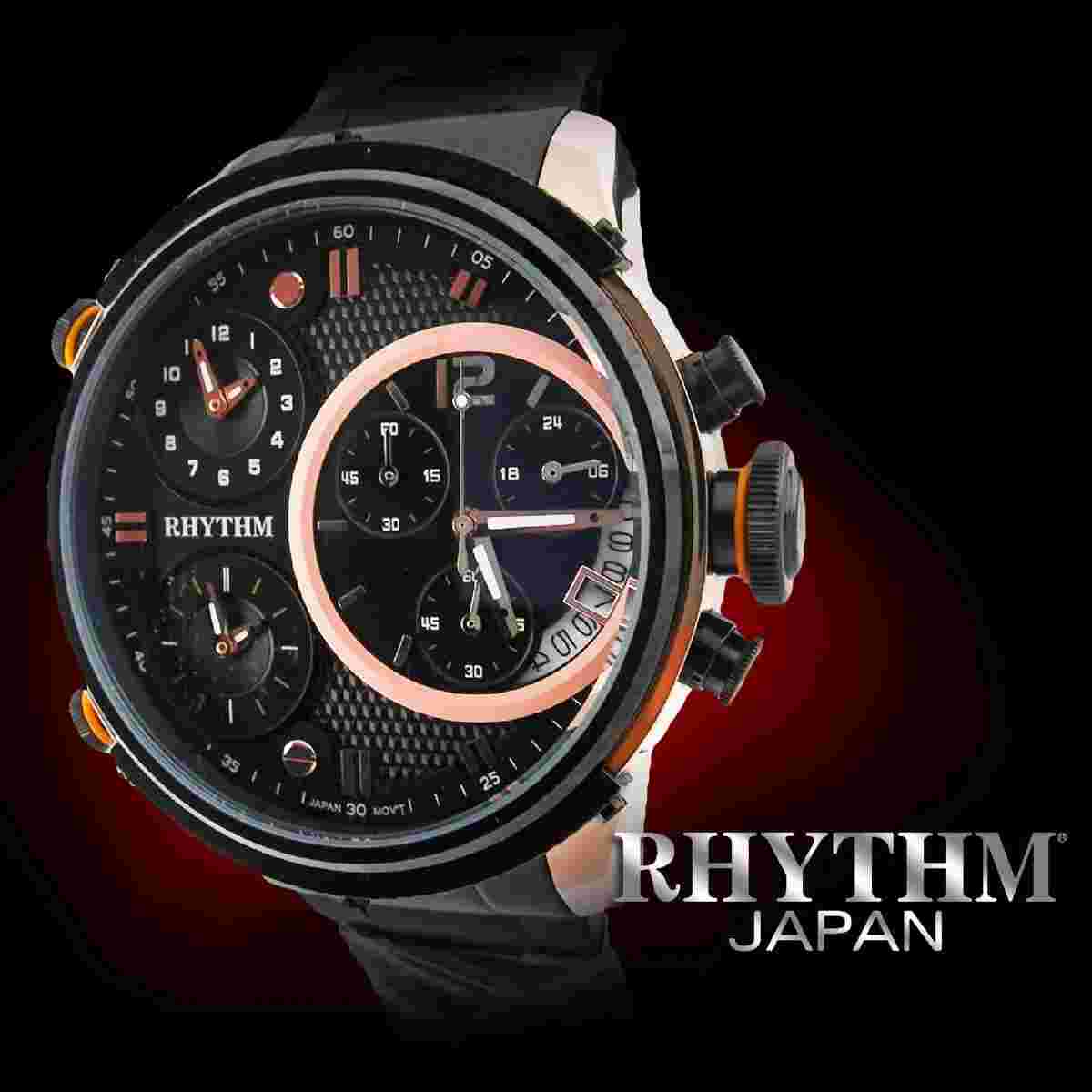 Rhythm I1502S04 Men's Wrist Watch 47x56mm Stainless Steel Case And Band 10 ATM