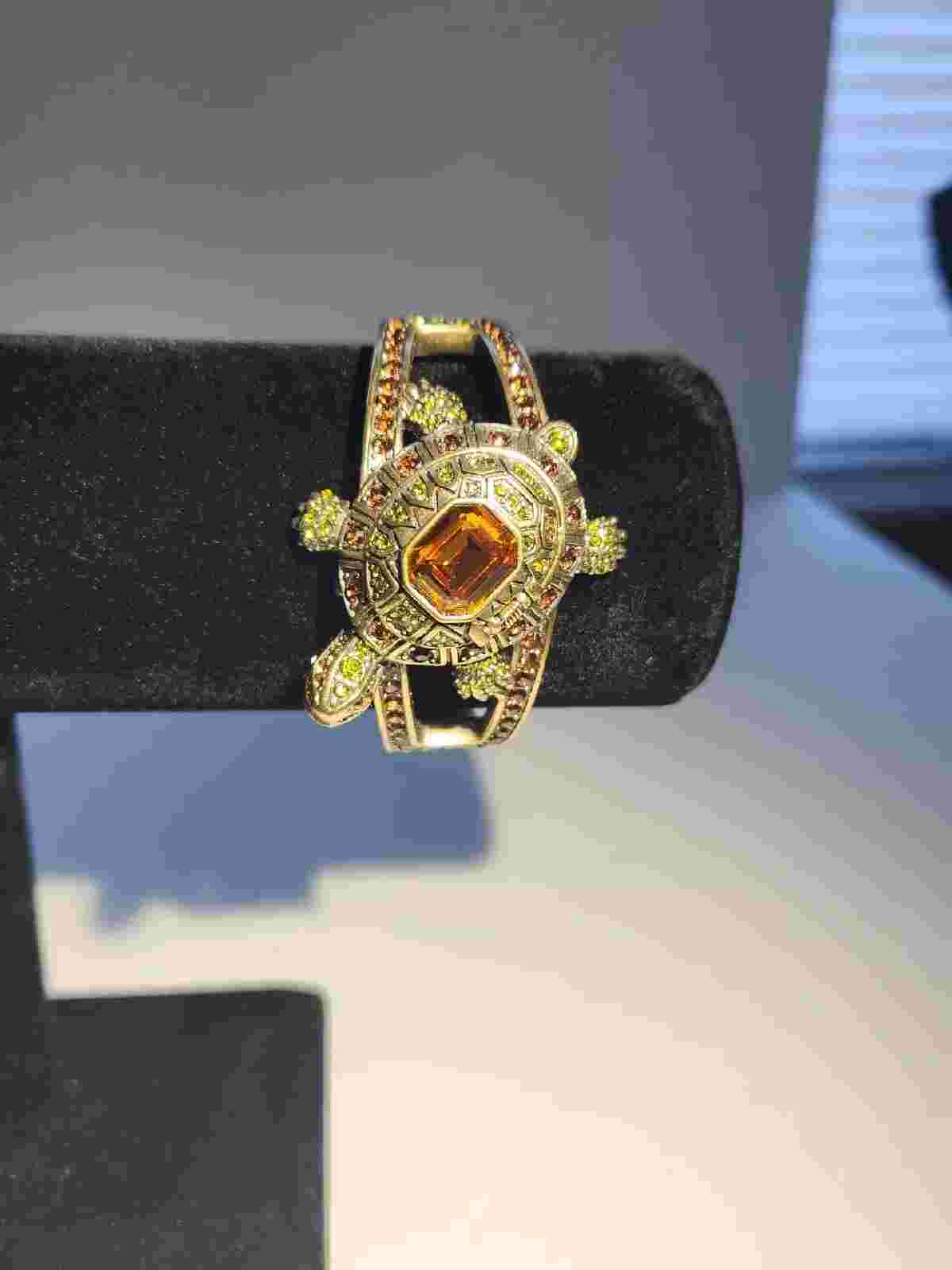 Heidi Daus Gemstone Turtle Watch Cuff Adjustable