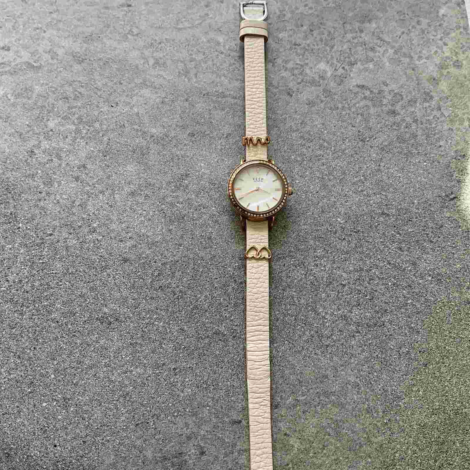 Keep Collective Charm Pave Timekey Watch Rose Gold Tone CaseMOP Dial Bin L