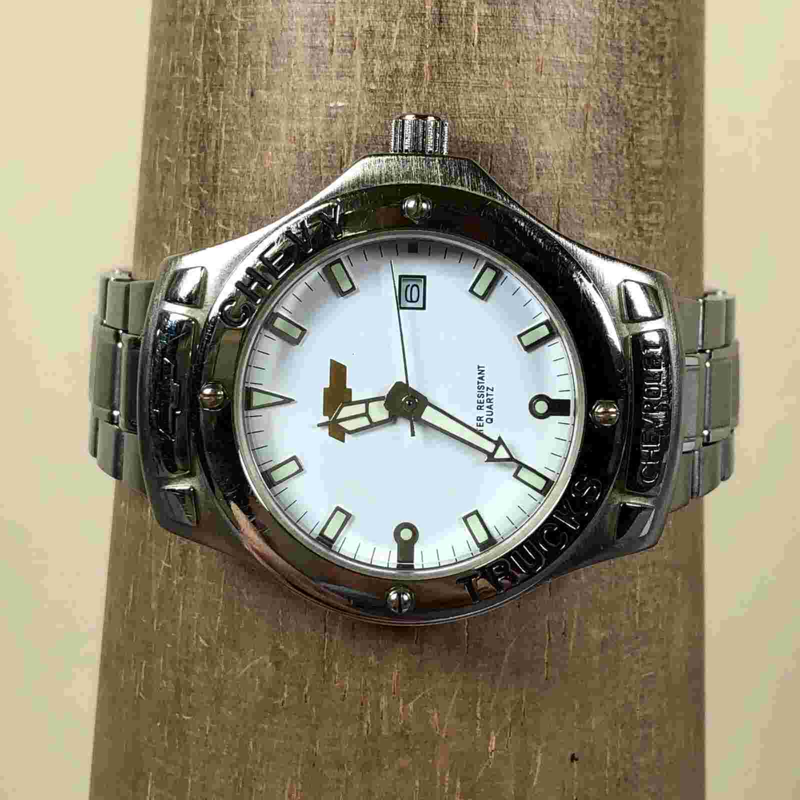 Chevrolet Men TX0298 Date Silver Tone Stainless Steel Quartz Watch 8"