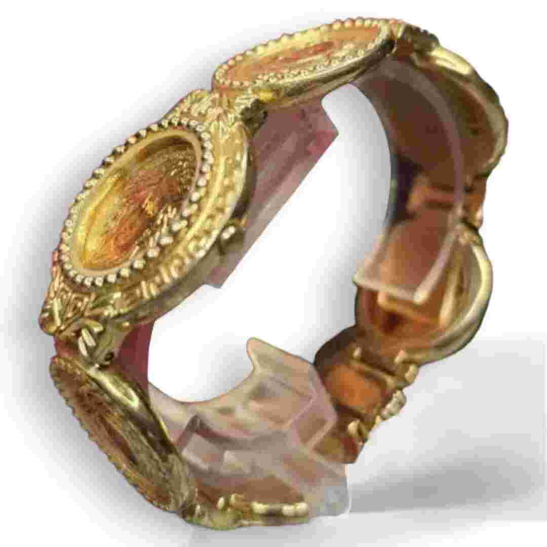 GIANNI VERSACE Medusa Coin Watch Quartz Gold Plated Rare from JPN