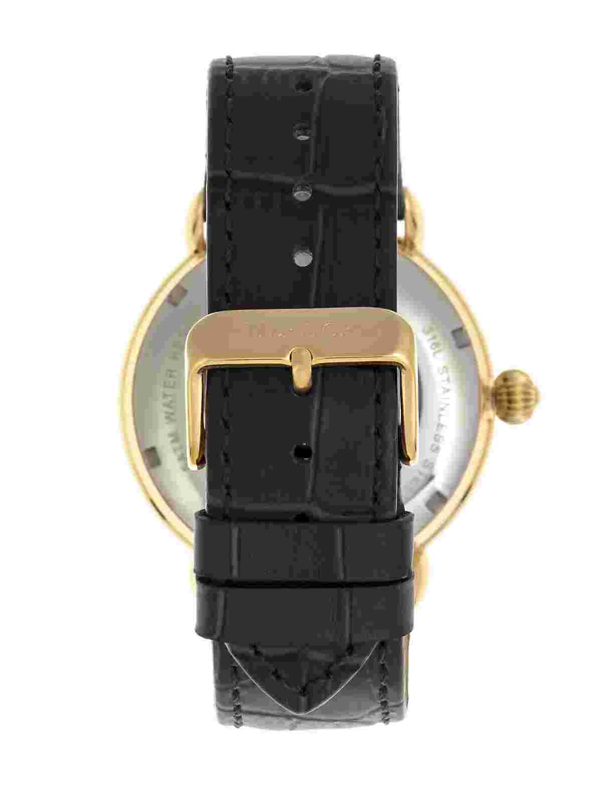 Heritor Mattias Automatic Black Leather Men's Watch with Date Indicator HR8404