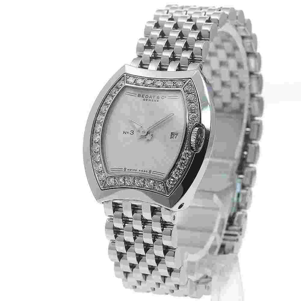 BEDAT&Co N0.3 date diamond bezel Silver Dial Quartz Ladies Watch_875296
